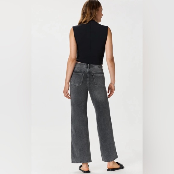 Quince Bella stretch black denim wide leg jeans 29 - Picture 2 of 7